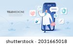 telemedicine concept. visiting... | Shutterstock .eps vector #2031665018