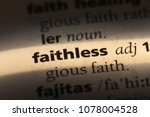 Small photo of faithless word in a dictionary. faithless concept