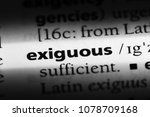 Small photo of exiguous word in a dictionary. exiguous concept