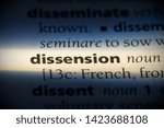 Small photo of dissension word in a dictionary. dissension concept.