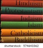 Stack of colorful books of...
