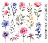 Watercolor flowers. set...