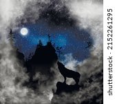 silhouette of the wolf howling... | Shutterstock .eps vector #2152261295