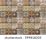 wall stone tile with a drawings.... | Shutterstock . vector #599818205