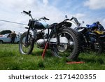 Small photo of 29th May 2022- A classic Cotton trials motorcycle at a vintage show near Newcastle Emlyn, Ceredigion, Wales, UK.