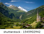 The valley of Grossglockner mountains in Austria. Heiligenblut town under the Grossglockner mountain