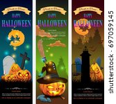 halloween banner set design ... | Shutterstock .eps vector #697059145