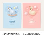 set of baby shower invitation... | Shutterstock .eps vector #1960010002