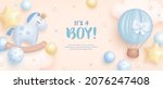 baby shower horizontal banner... | Shutterstock .eps vector #2076247408