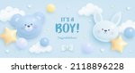 baby shower horizontal banner... | Shutterstock .eps vector #2118896228