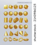 big set of 3d gold geometry.... | Shutterstock .eps vector #2143986125