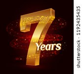7 years golden anniversary 3d... | Shutterstock .eps vector #1192435435