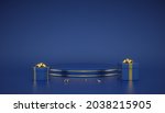 blue round podium. scene and 3d ... | Shutterstock .eps vector #2038215905