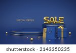 sale banner. scene and 3d round ... | Shutterstock .eps vector #2143350235