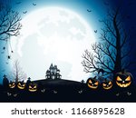 halloween pumpkins  spooky... | Shutterstock .eps vector #1166895628