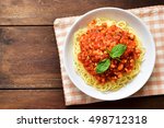 overhead view of spaghetti with ... | Shutterstock . vector #498712318
