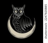 Owl Moon Artwork Vector...
