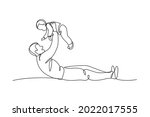 happy dad playing with his... | Shutterstock .eps vector #2022017555