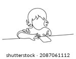 child using phone in continuous ... | Shutterstock .eps vector #2087061112