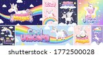 cute unicorn banner on pastel... | Shutterstock .eps vector #1772500028