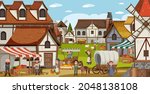 medieval town scene with... | Shutterstock .eps vector #2048138108
