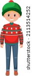 a boy wearing winter christmas... | Shutterstock .eps vector #2113514252