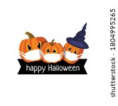 happy halloween. pumpkins with... | Shutterstock .eps vector #1804995265