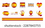 Spain national flags icon set. Labels with Spain flags. Vector illustration