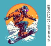 drawing of a snowboarder riding ...