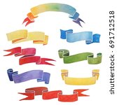 watercolor ribbons colorful set.... | Shutterstock . vector #691712518