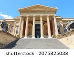 Small photo of PALERMO, ITALY - JULY 05, 2020: facade of the opera house Teatro Massimo Vittorio Emanuele in Palermo, Italy