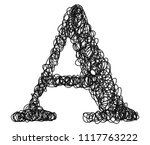 ballpoint pen curls.vector font.... | Shutterstock .eps vector #1117763222