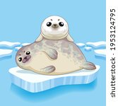 Cute Seals Family Cartoon...