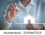 Small photo of Checklist while buying your House. Real estate concept. Check mark completed for home buying checklist. home loan, tax, mortgage, buy, rent and property investment.