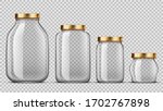 Clear Glass Jars For Canning And Preserving Set. EPS10 Vector