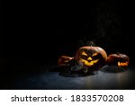 halloween card. jack o lantern... | Shutterstock . vector #1833570208