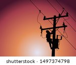 the power lineman use clamp... | Shutterstock .eps vector #1497374798