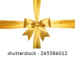 gold ribbons with bow isolated... | Shutterstock . vector #265586012
