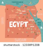 Illustration Map Of Egypt With...