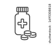 pills in a bottle icon in flat... | Shutterstock .eps vector #1695308818