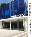 Small photo of LOS ANGELES, Nov 7, 2019: Viacom Los Angeles headquarters on Gower Street, main entrance exterior, building and logo sign. Viacom and CBS will complete their merger in December 2019.