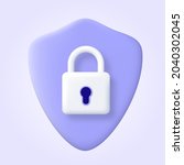 security shield logo 3d icon.... | Shutterstock .eps vector #2040302045