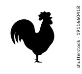Rooster Black Silhouette Icon....