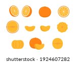 set of ripe orange mandarin  ... | Shutterstock .eps vector #1924607282