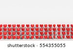 many red hearts on white... | Shutterstock . vector #554355055