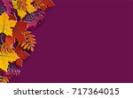 autumn floral background with... | Shutterstock .eps vector #717364015