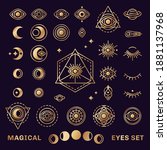 sacred geometry forms with moon ... | Shutterstock .eps vector #1881137968
