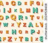 cute english retro 3d alphabet... | Shutterstock .eps vector #2024928608