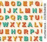 cute english retro 3d alphabet... | Shutterstock .eps vector #2028568658