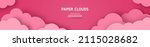 pink romantic clouds  paper cut ... | Shutterstock .eps vector #2115028682